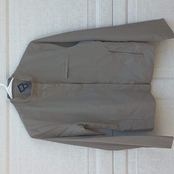 Eileen Fisher Tan Taupe Mandarin Collar Zip Up Jacket Sz Small Italian Fabric - Picture 6 of 9